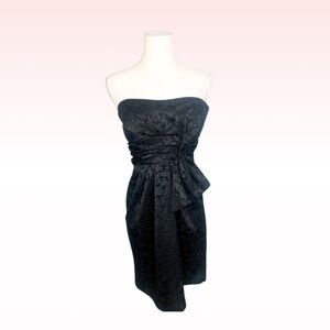 MYSTIC Strapless Black Jacquard Print Bow Dress (Sz S)